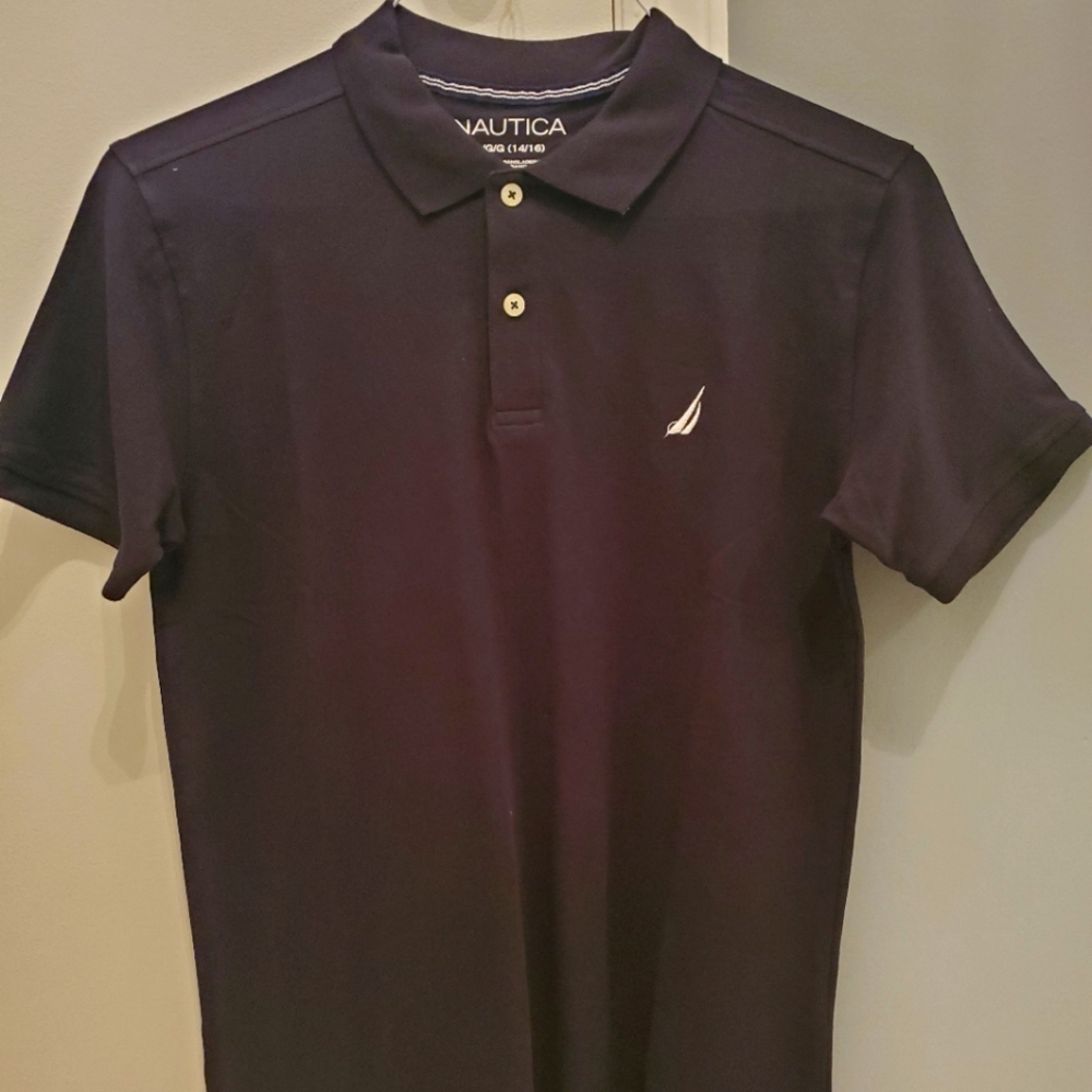 NAUTICA Polo Shirt, Black, Size L/G (14/16)